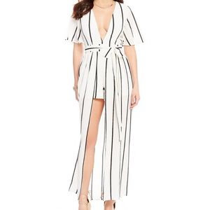 Gianni Bini V-Neck Striped Maxi Romper